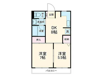 梶ヶ谷リベール(2DK/2階)の間取り写真