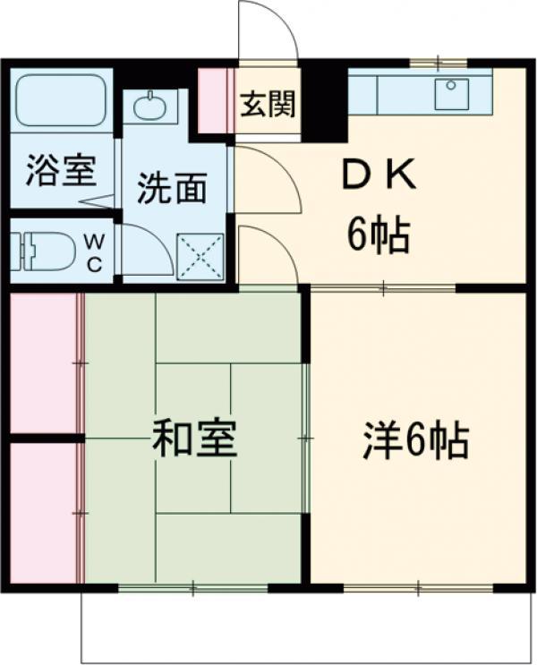 ホリホック(2DK/2階)の間取り写真