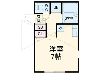 パームハウス(ワンルーム/2階)の間取り写真