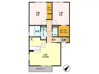 ボナール(2LDK/1階)の間取り写真