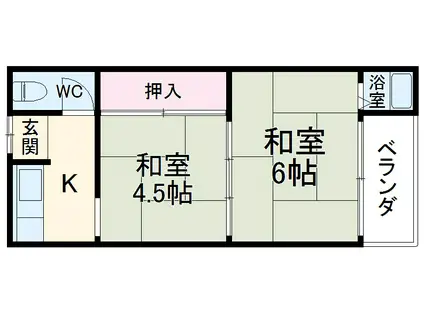 柳本荘(2K/2階)の間取り写真
