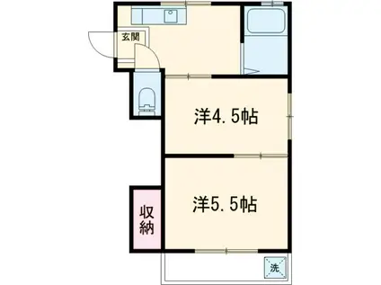 西府マンション(2K/3階)の間取り写真