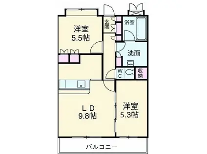 フルーヴ押上(2LDK/4階)の間取り写真