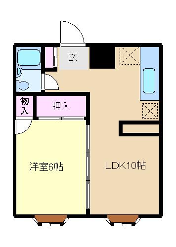 国立パールハイツ第1(1LDK/1階)の間取り写真