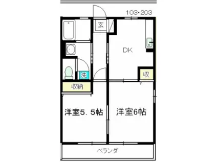 クレセールメゾンA(2DK/2階)の間取り写真