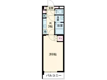 パルクサイド(1K/3階)の間取り写真