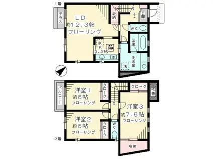 パインコート(3LDK)の間取り写真