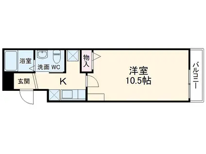 フラッティ毘沙門町(1K/3階)の間取り写真