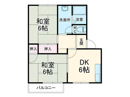 ヴィラ堀池A棟(2DK/2階)の間取り写真