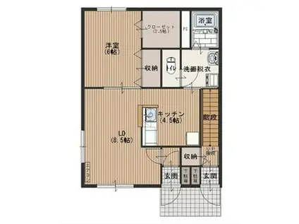 コンフォートヒルズB(1LDK/1階)の間取り写真