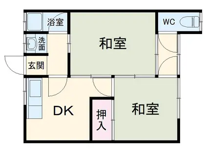 若宮荘(2DK/1階)の間取り写真