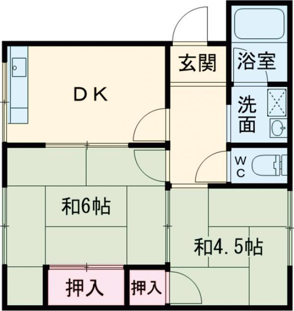 美山荘(2K/1階)の間取り写真