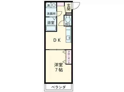 きらら草薙(1DK/3階)の間取り写真