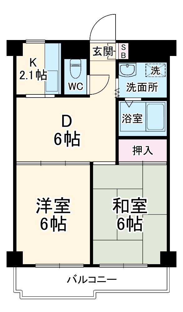 サンライズ梶が谷(2DK/1階)の間取り写真