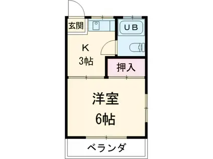 第一落合荘(1K/2階)の間取り写真