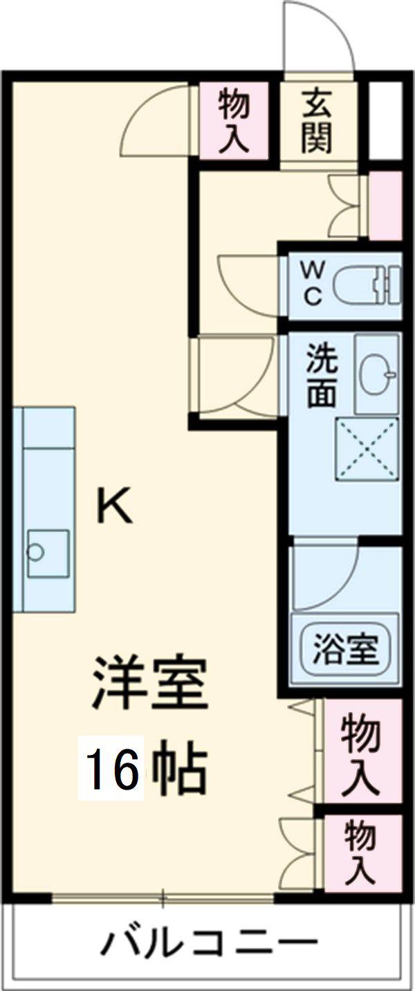 パークサイドハウス(ワンルーム/2階)の間取り写真