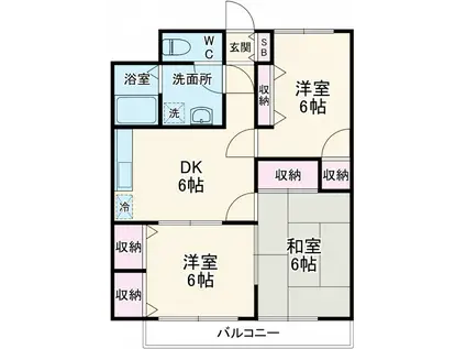 クレール(3DK/2階)の間取り写真