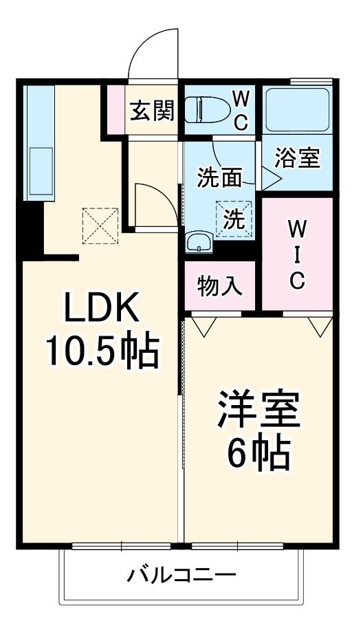 ラ・パール(1LDK/1階)の間取り写真