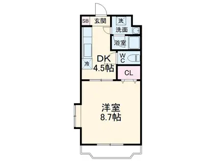 ウィステリアシード(1K/1階)の間取り写真