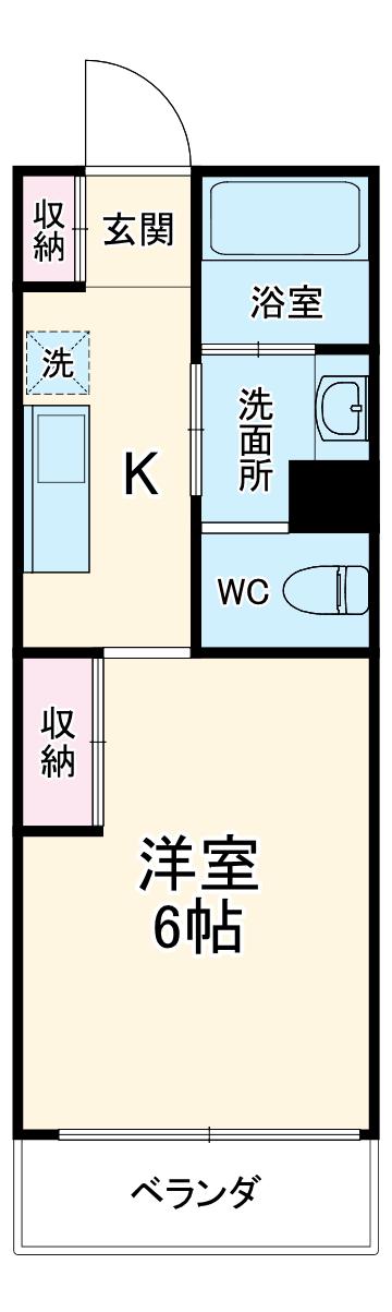 アーバンベルテ(1K/2階)の間取り写真