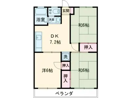 クレストヴィラ(3DK/2階)の間取り写真