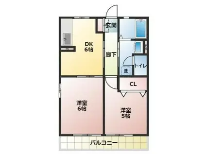 ハイムビーチⅠ(2DK/2階)の間取り写真