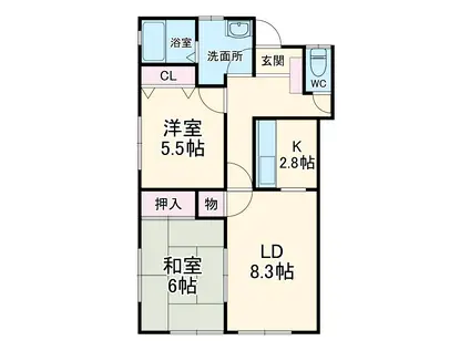 東海道・山陽新幹線 浜松駅 徒歩51分 1階建 築24年(2LDK/1階)の間取り写真
