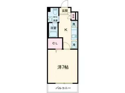 レジディア調布(1K/1階)の間取り写真