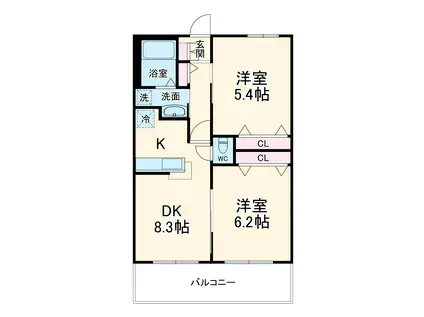 フロントハウス(2DK/1階)の間取り写真