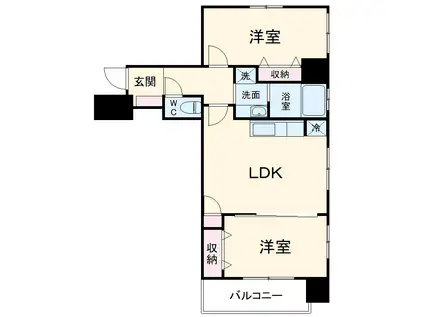 ヴィクトワール・フルーヴⅥ(2LDK/2階)の間取り写真