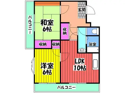 カサド・エムズ(2LDK/4階)の間取り写真