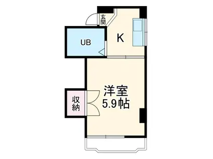 西牧ビル(1K/3階)の間取り写真