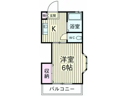 ベルゾーネアモール(1K/2階)の間取り写真