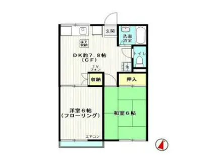 ハイムノースエイト(2DK/1階)の間取り写真