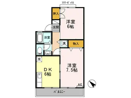 アネックス旭(2DK/2階)の間取り写真