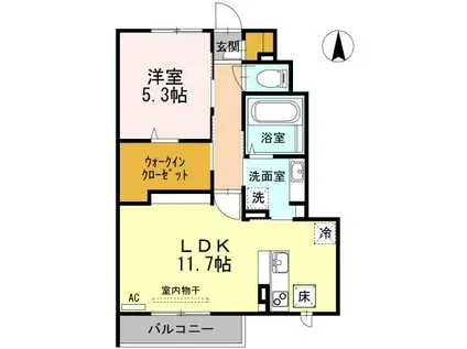 アルジェント・ステラB棟(1LDK/1階)の間取り写真