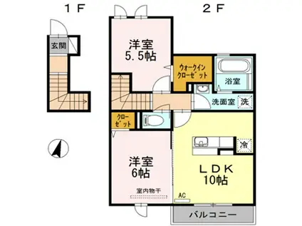 アルジェント・ステラC棟(2LDK/2階)の間取り写真