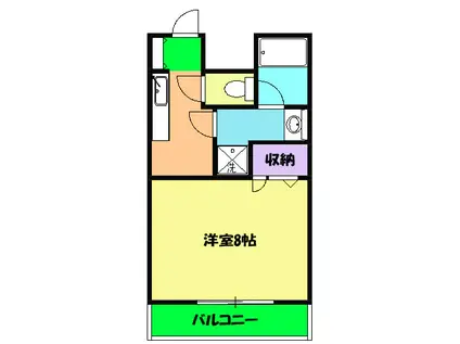 HIGH PORTⅡ(1K/1階)の間取り写真