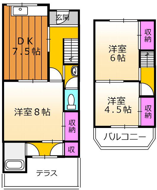 阪和線 信太山駅 徒歩13分 2階建 築59年(3DK)の間取り写真