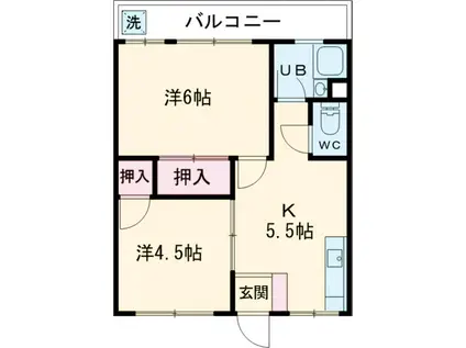 OLIVE HEIGHTS(2DK/4階)の間取り写真