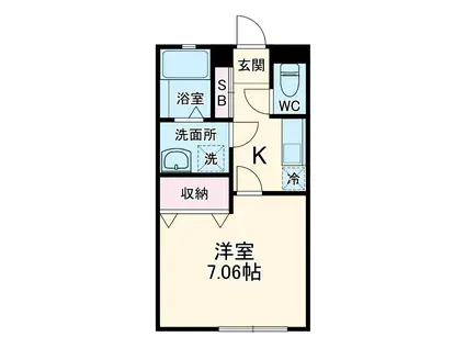 PRUNUS宮崎台(1K/1階)の間取り写真