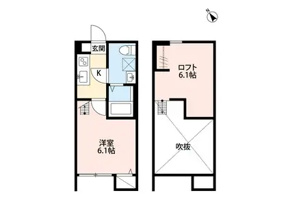 BLESS相模大野(1K/2階)の間取り写真