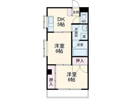 ホワイトガーデンキシ(2DK/2階)の間取り写真