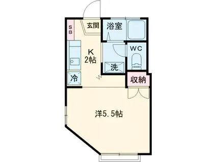 ウェル国立(1K/1階)の間取り写真