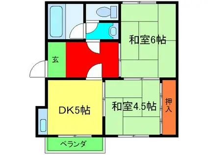 東陽マンション(2DK/1階)の間取り写真