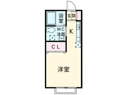 ヴェルデュール国立(ワンルーム/2階)の間取り写真