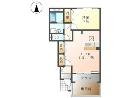 ルビコンドゥーエ(1LDK/1階)の間取り写真