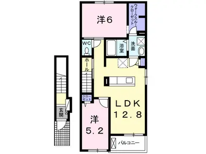 シャン・ノール ⅩⅦ(2LDK/2階)の間取り写真