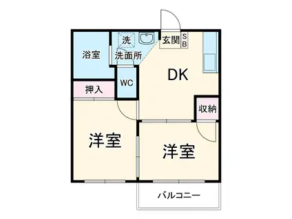 ピアビーンズⅡ(2DK/2階)の間取り写真