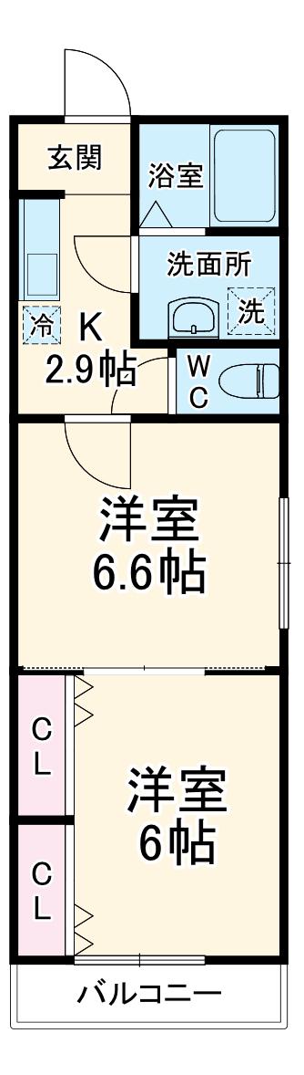 メゾン ラ テール(2K/2階)の間取り写真